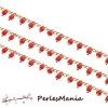 50 cm chaine Perles de rocaille 3mm ROUGE et chaine OR, ref 36