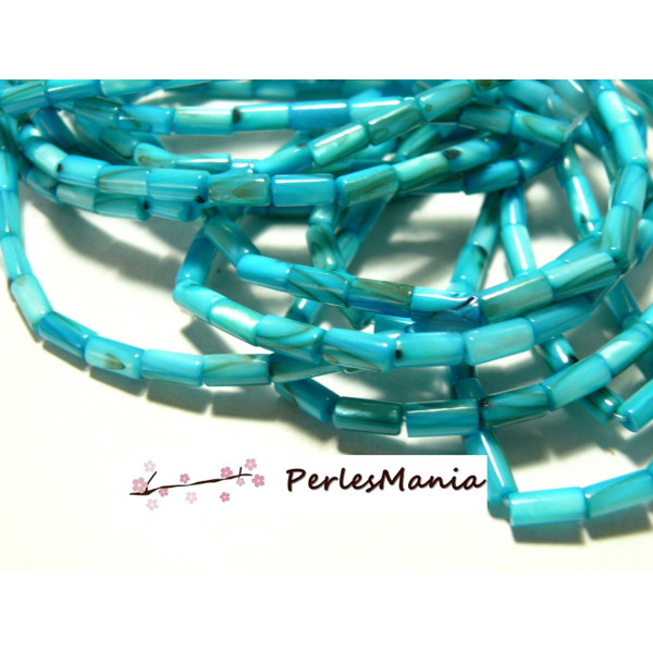 Perles Colonne Nacre Bleu Turquoise 8x4 mm