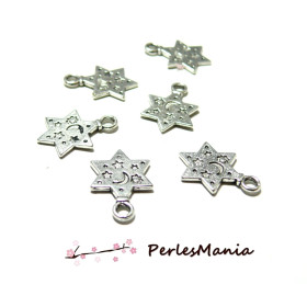 Pendentifs Étoiles à Motifs 19x13mm – Métal Argent Antique