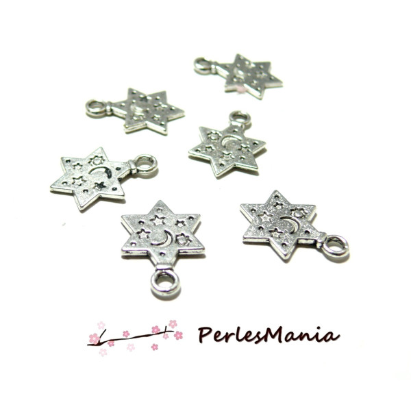 Pendentifs Étoiles à Motifs 19x13mm – Métal Argent Antique