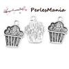 PAX: 50 pendentifs breloques GOURMANDISES CUP CAKES ARGENT ANTIQUE 18 par 13mm S1127978
