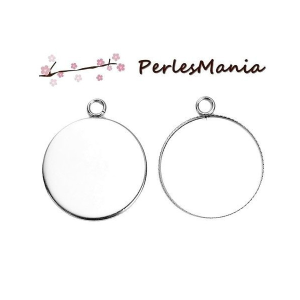 10 support de pendentif ACIER INOXYDABLE PLATEAU attache ronde 30mm