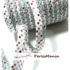 1m ruban biais MULTIPOIS et DENTELLE 12mm 7148216 collection 2442, DIY