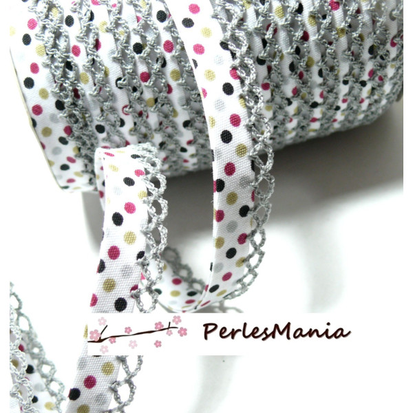 Ruban biais MULTIPOIS et DENTELLE 12mm 7148216 collection 2442, DIY