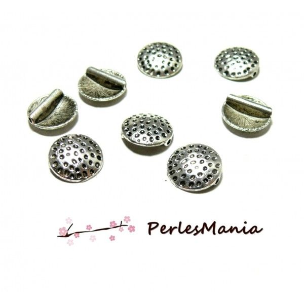 PAX environ 30 perles intercalaires CERCLE MARTELE metal couleur ARGENT ANTIQUE ref 30