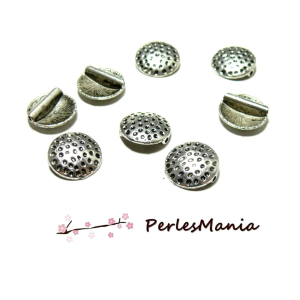 Perles intercalaires CERCLE MARTELE metal couleur ARGENT ANTIQUE ref 30
