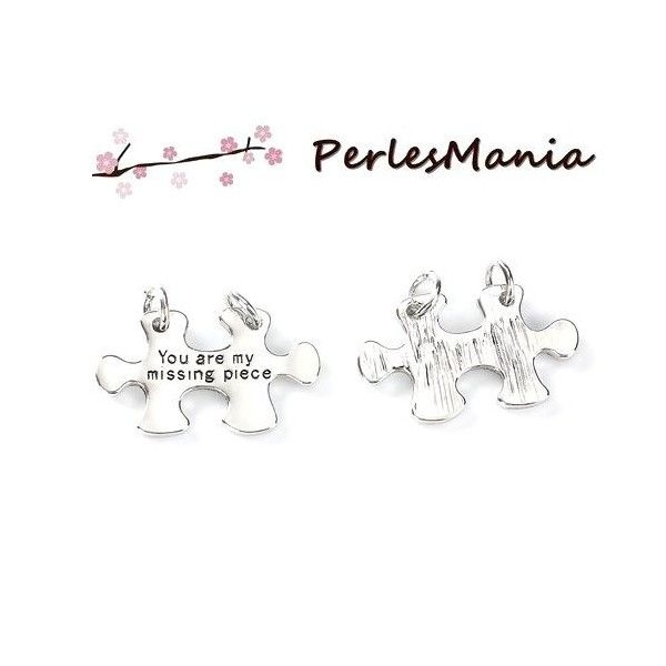 pendentifs breloques PUZZLE YOU ARE MY MISSING PIECE ARGENT PLATINE
