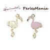 2 pendentifs breloque FLAMANT ROSE EMAILLLE metal DORE ( S1192450 )