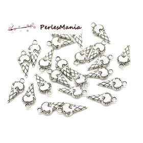 PAX: 50 pendentifs breloques CORNET DE GLACE GOURMANDISE ARGENT ANTIQUE 19mm S115084