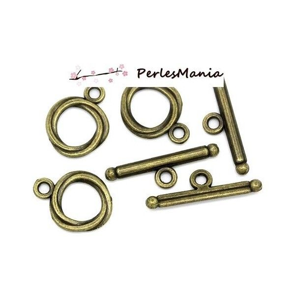10 sets fermoirs T toggle TORSADE metal couleur BRONZE ( S113046 )