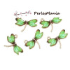 PAX 10 pendentifs breloque LIBELULLE VERTE EMAILLLE metal DORE S1172585