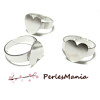 10 supports de bague Coeur plateau plat metal ARGENT PLATINE ref 4178
