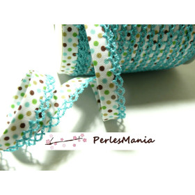 Ruban biais MULTIPOIS et DENTELLE 12mm