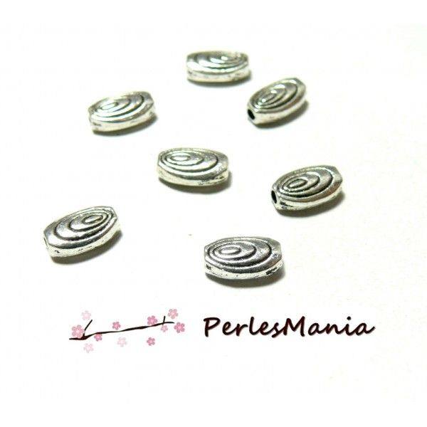 PAX 50 perles intercalaire forme OVALE SPIRALE metal ARGENT ANTIQUE 2B3604