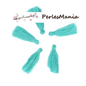 PAX 50 pompons breloque passementière BLEU TURQUOISE 30mm S1191829