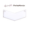 CONNECTEURS EMAILLES BIFACE FORME V CHEVRON COULEUR BLANC 30mm S1193516 sur une base en métal doré