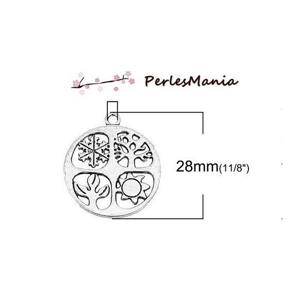 PAX 20 pendentifs breloque medaillon BIFACE BOHO 25mm couleur ARGENT ANTIQUE S1193765