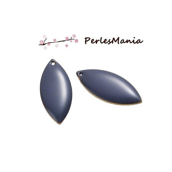 sequins médaillons émaillés BIFACE NAVETTES 23mm GRIS S1193106 sur une base en métal doré