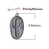 PAX 5 pendentifs breloque medaillon CACTUS BOHO 35mm couleur ARGENT ANTIQUE S1193487