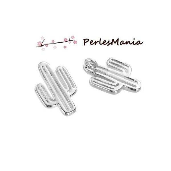 PAX 3 PENDENTIF MINI CACTUS metal ARGENT PLATINE 14mm S1182816