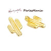 1 PENDENTIF MINI CACTUS metal DORE 14mm ( S1182817 )