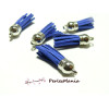 10 pompons breloque passementière 38mm suédine BLEU ROI ARGENT PLATINE H405A