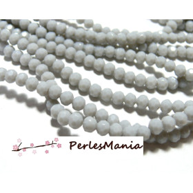 Perles rondes à facettes en verre 4mm Gris