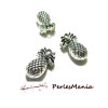 2 pendentifs breloque ANANAS 3D BIFACE couleur ARGENT ANTIQUE ( S1145331 )