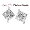 PAX 30 pendentifs LOSANGE ARABESQUE metal couleur ARGENT ANTIQUE S1194141