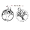 pendentifs breloque ARBRE dans CERCLE couleur ARGENT ANTIQUE ( S1165001 )