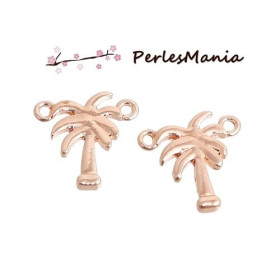 PAX 10 pendentifs, breloque connecteur PALMIER metal couleur OR ROSE S1194403