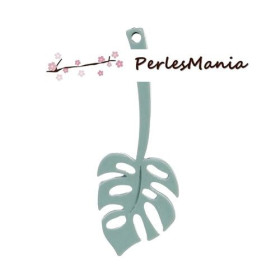 Pendentifs métal Biface Grande Feuille Vert Pastel