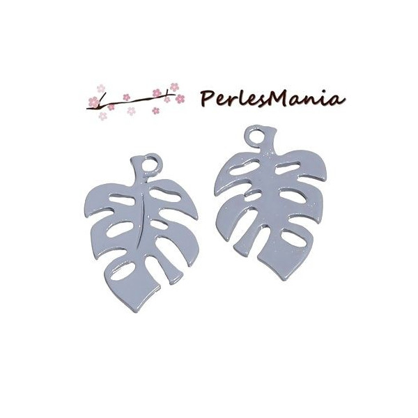 PAX 10 pendentifs  émaillés biface FEUILLE  S1194409