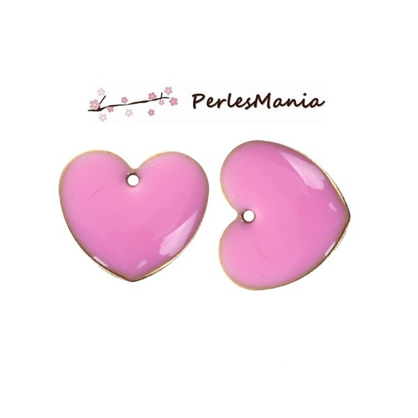sequins médaillons émaillés biface COEUR  ROSE base doré S1194631