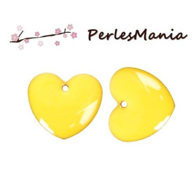 Sequins médaillons émaillés biface COEUR JAUNE base doré