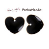 Sequins médaillons émaillés biface COEUR NOIR base doré