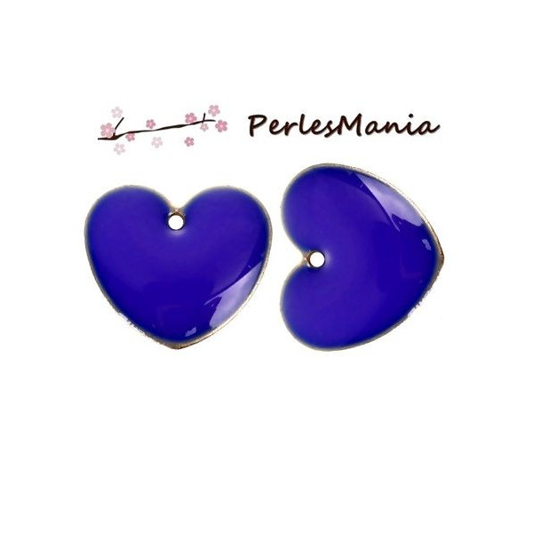 sequins médaillons émaillés biface COEUR BLEU base doré S1194630