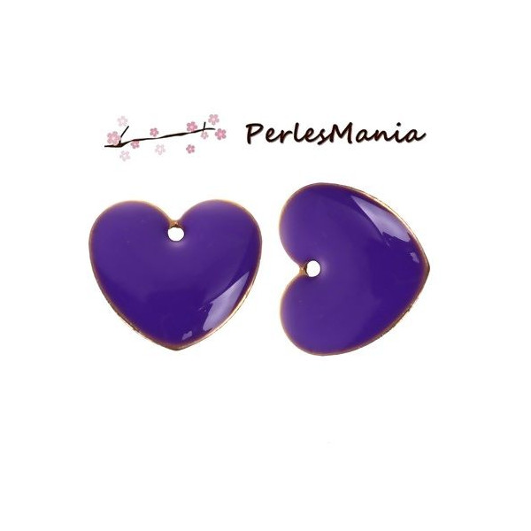 PAX 10 sequins médaillons émaillés biface COEUR VIOLET base doré S1194632