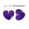 PAX 10 sequins médaillons émaillés biface COEUR VIOLET base doré S1194632