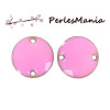 Sequins médaillons émaillés biface, CONNECTEUR 12mm ROSE, base doré