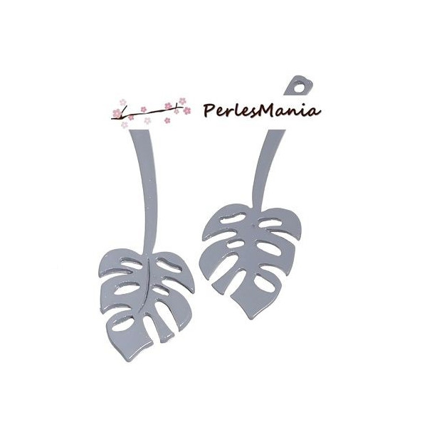 pendentifs émaillés biface GRANDE FEUILLE Montserrat GRIS