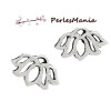 10 pendentifs breloque FLEURS DE LOTUS couleur ARGENT ANTIQUE ( S1145737 )