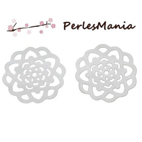 ESTAMPES FILIGRANE pendentif connecteur  ARABESQUE FLEUR EN ACIER INOXYDABLE 30mm S1172539 pour création de bijoux raffinés