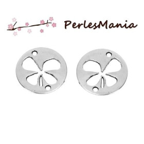 PAX: 50 pendentifs connecteur MEDAILLON FLEUR AJOUREE  metal couleur ARGENT PLATINE S1194783