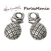 pendentifs breloque ANANAS 3D BIFACE couleur ARGENT ANTIQUE ( S1145820 )