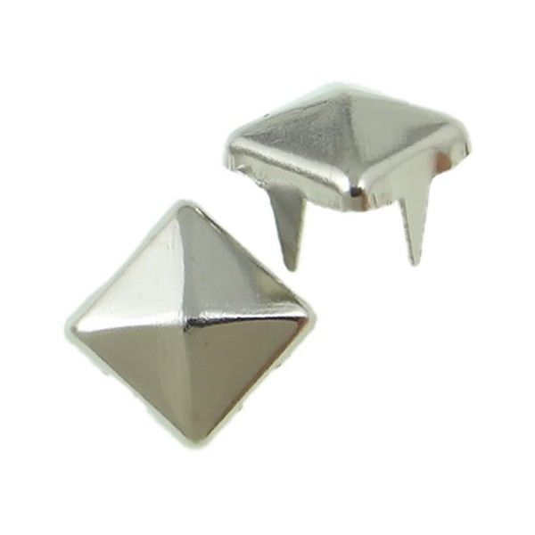 PAX 100 clous rivet 6mm pyramide carré à 4 griffes ARGENT PLATINE 