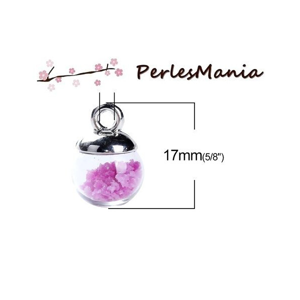 Pendentifs, GLOBES BULLES EN VERRE, s illumine la nuit VIOLET FUSCHIA, socle ARGENT REINE du DISCO