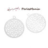 ESTAMPES FILIGRANE pendentif connecteur  ARABESQUE MANDALA EN ACIER INOXYDABLE 28mm S1180991 pour création de bijoux raffinés