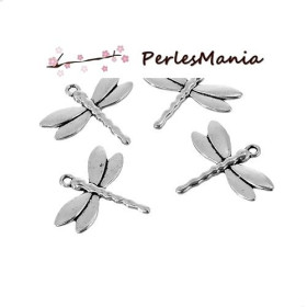 PAX 20 BRELOQUES PENDENTIFS LIBELLULE  metal couleur ARGENT ANTIQUE S1194933