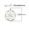 PAX 5 pendentifs breloque medaillon MANDALA 30 mm couleur ARGENT PLATINE S1177168